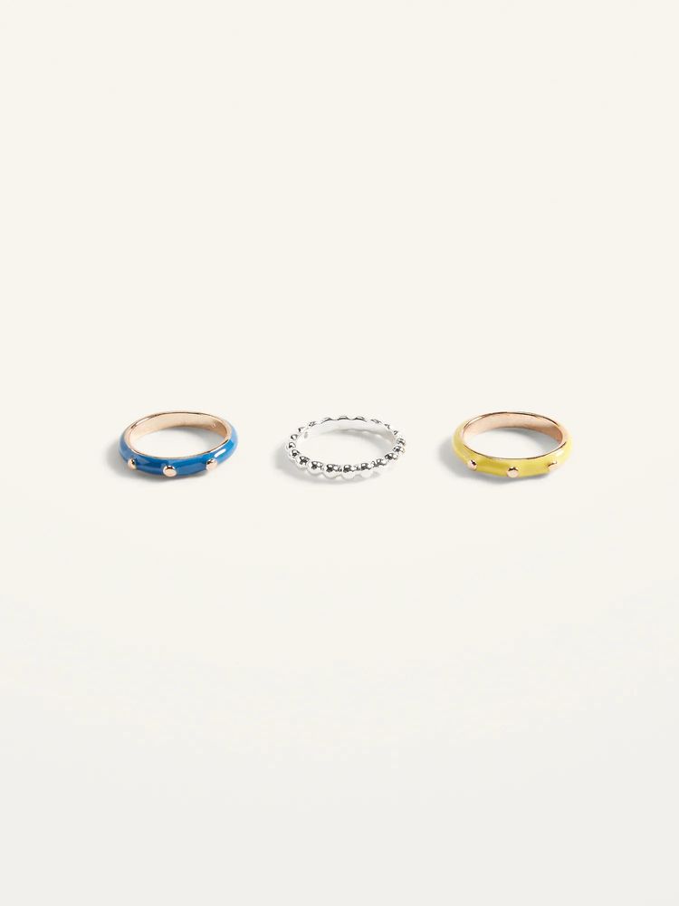 Mixed-Material Rings 3-Pack for Women