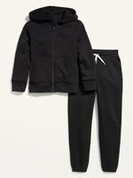 Gender-Neutral Zip Hoodie & Jogger Sweatpants Set for Kids