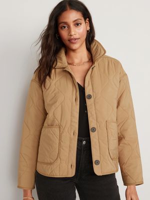 Long-Sleeve Quilted Utility Jacket for Women