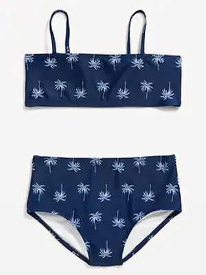 Printed Bandeau Bikini Swim Set for Girls