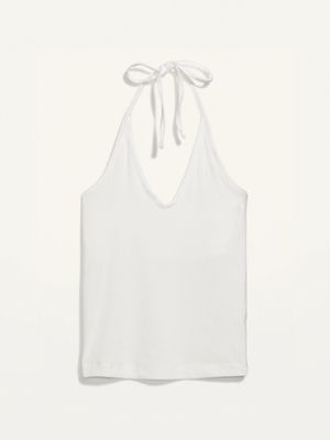 Fitted Halter Rib-Knit Tank Top for Women