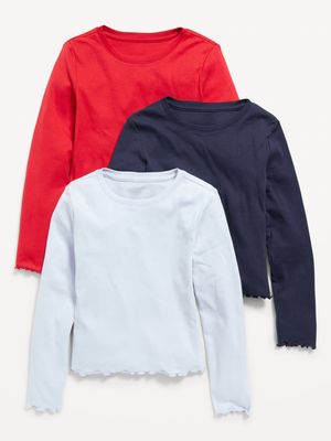 Lettuce-Edge Long-Sleeve T-Shirt 3-Pack for Girls
