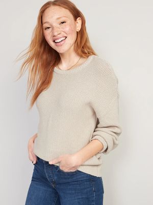Textured-Knit Tunic Sweater for Women