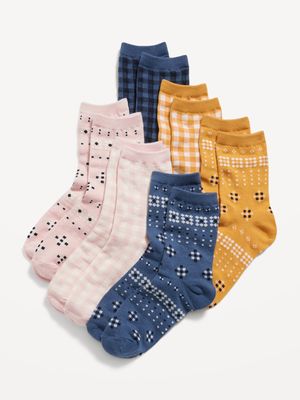 Printed Crew Socks 6-Pack for Girls