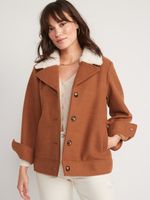 Soft-Brushed Sherpa-Trim Jacket for Women