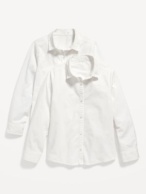 School Uniform Long-Sleeve Button-Down Shirt 2-Pack for Girls