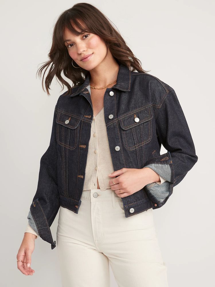 Cropped Non-Stretch Jean Jacket for Women
