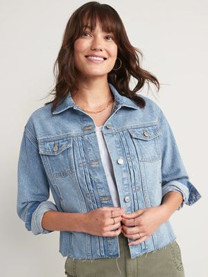 Cut-Off Classic Non-Stretch Jean Jacket for Women