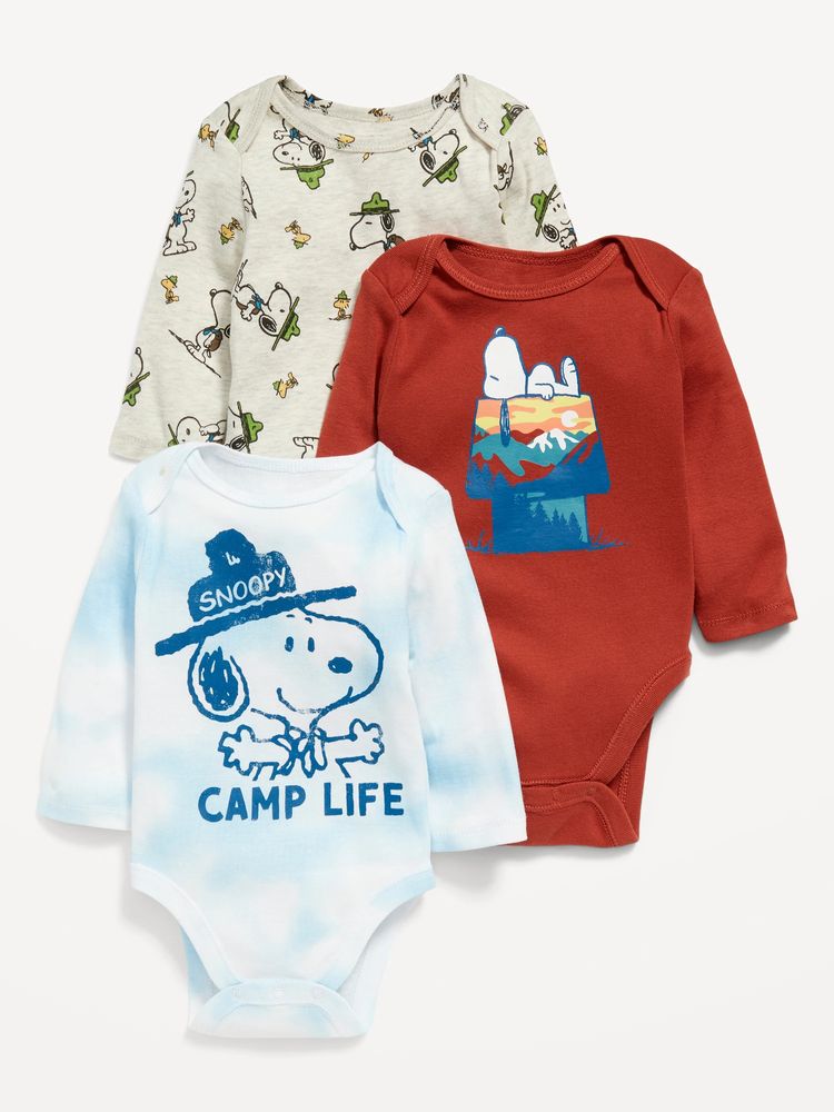 Old Navy Peanuts Snoopy Unisex Long-Sleeve Bodysuit 3-Pack for Baby | Plaza  Las Americas