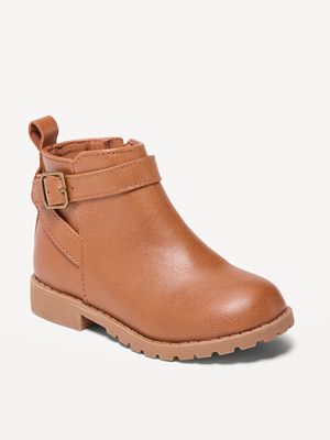 Faux-Leather Buckled Boots for Toddler Girls