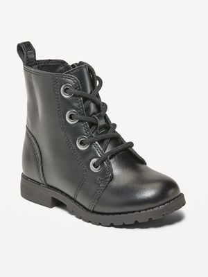 Faux-Leather Combat Boots for Toddler Girls