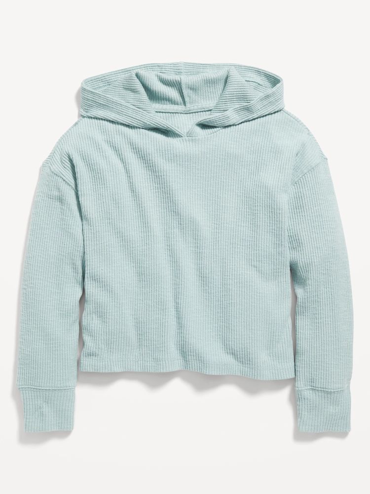 Cozy Rib-Knit Pullover Hoodie for Girls