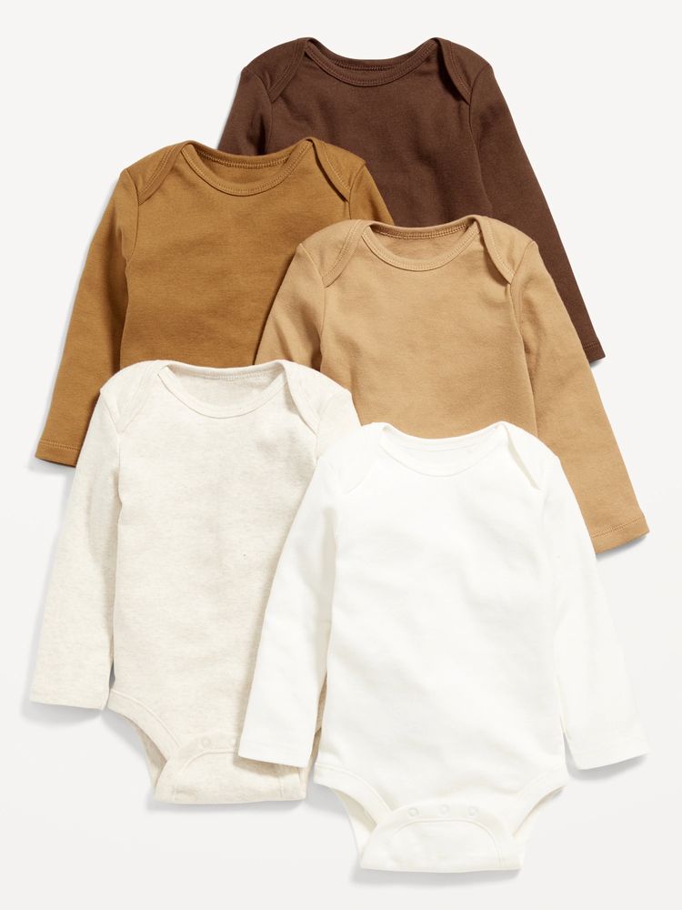 Unisex Long-Sleeve Bodysuit 5-Pack for Baby