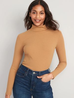 Rib-Knit Turtleneck Top for Women
