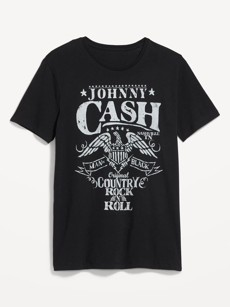 Johnny Cash Man in Black Gender-Neutral T-Shirt for Adults