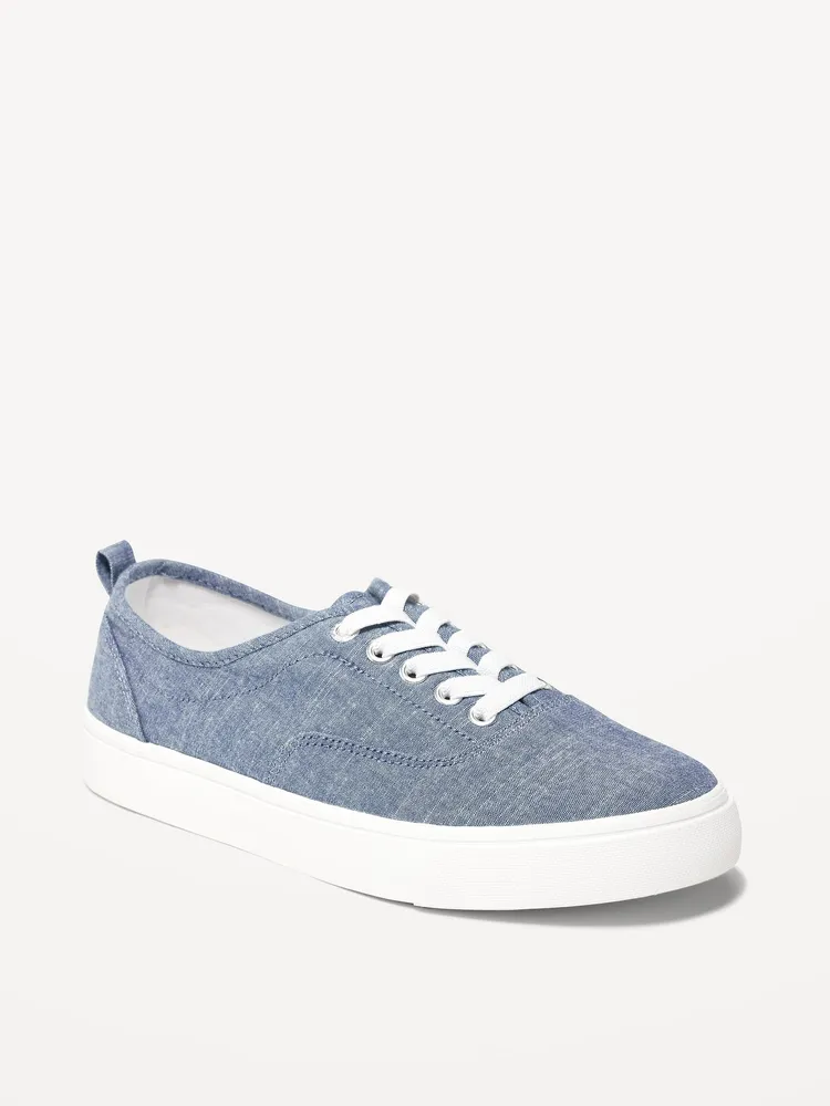 Gender-Neutral Elastic-Lace Chambray Sneakers for Kids