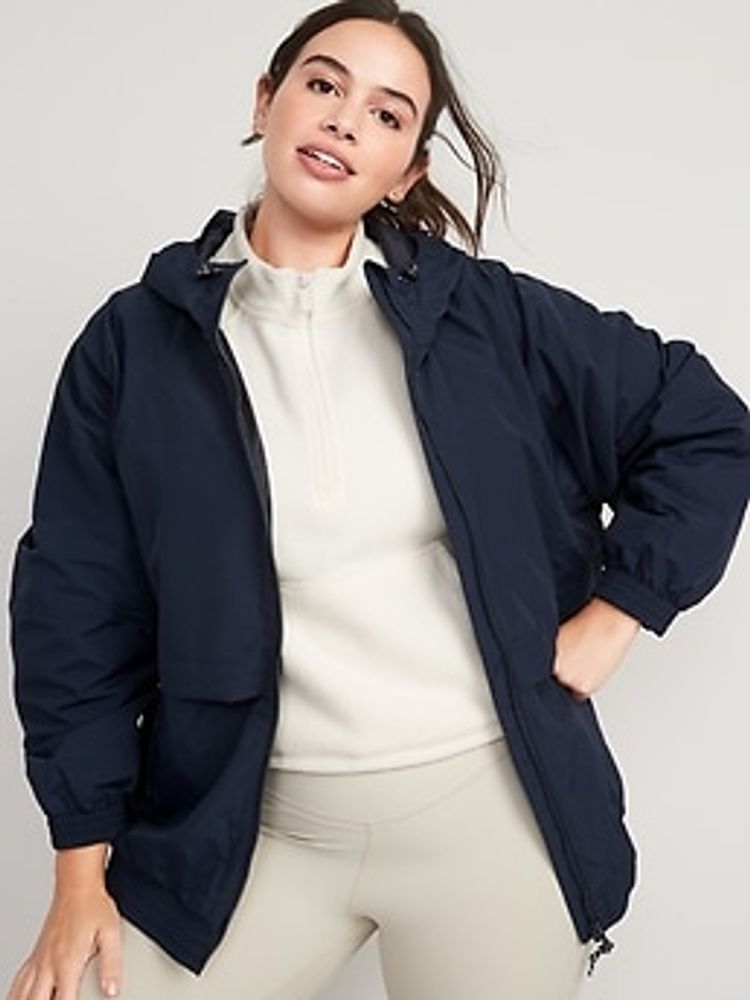 Water-Resistant Hooded Performance Zip Jacket for Women