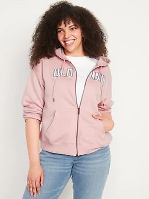 Logo-Embroidered Full-Zip French-Terry Hoodie for Women