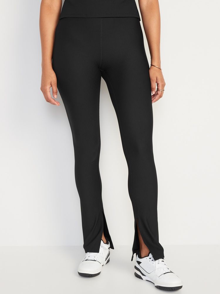 Old Navy Extra High-Waisted PowerSoft Rib-Knit Split Flare Leggings for  Women