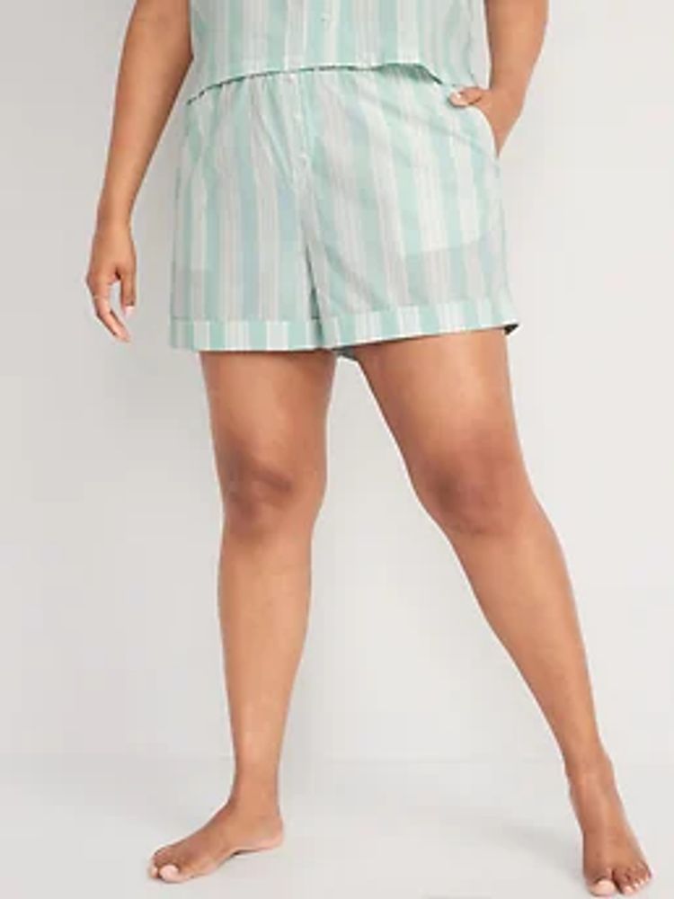 High-Waisted Striped Pajama Boxer Shorts for Women