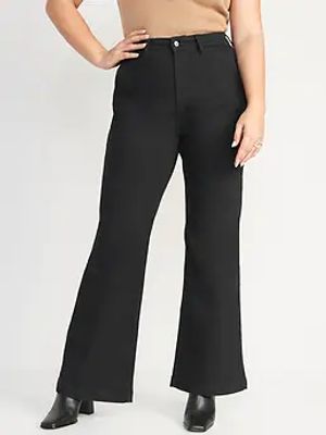 Extra High-Waisted Trouser Flare 360 Stretch Black Jeans for Women