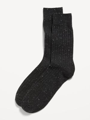 Rib-Knit Speckled-Yarn Socks for Men