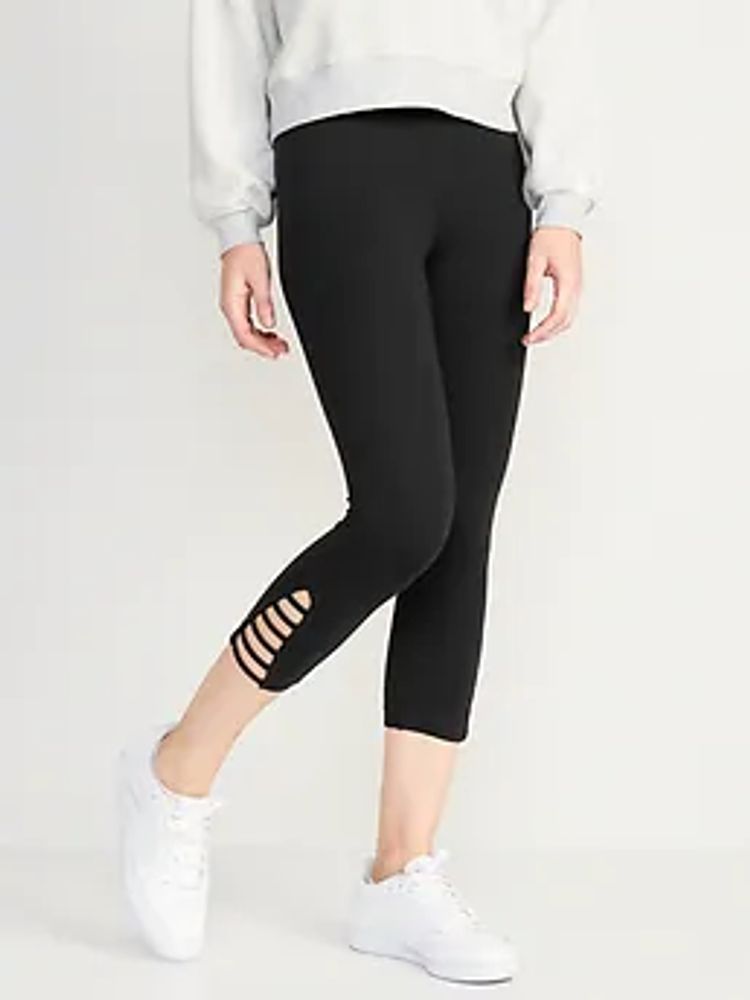 Old Navy High-Waisted Cropped Lattice-Hem Leggings For Women | Plaza Las  Americas