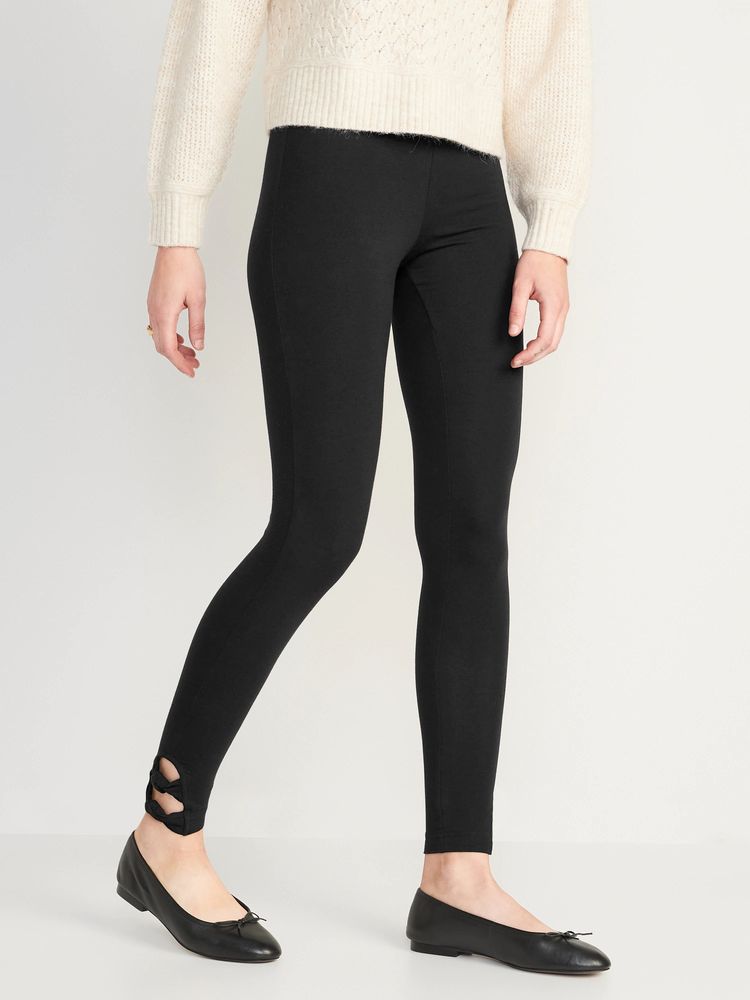 High-Waisted Double-Knot Ankle Leggings For Women