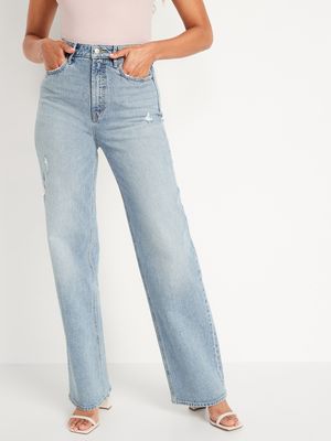 Extra High-Waisted Ripped Wide-Leg Jeans for Women