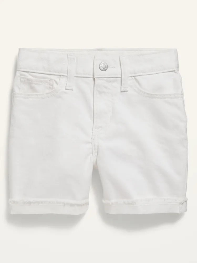 High-Waisted Roll-Cuffed Cut-Off Jean Shorts for Girls