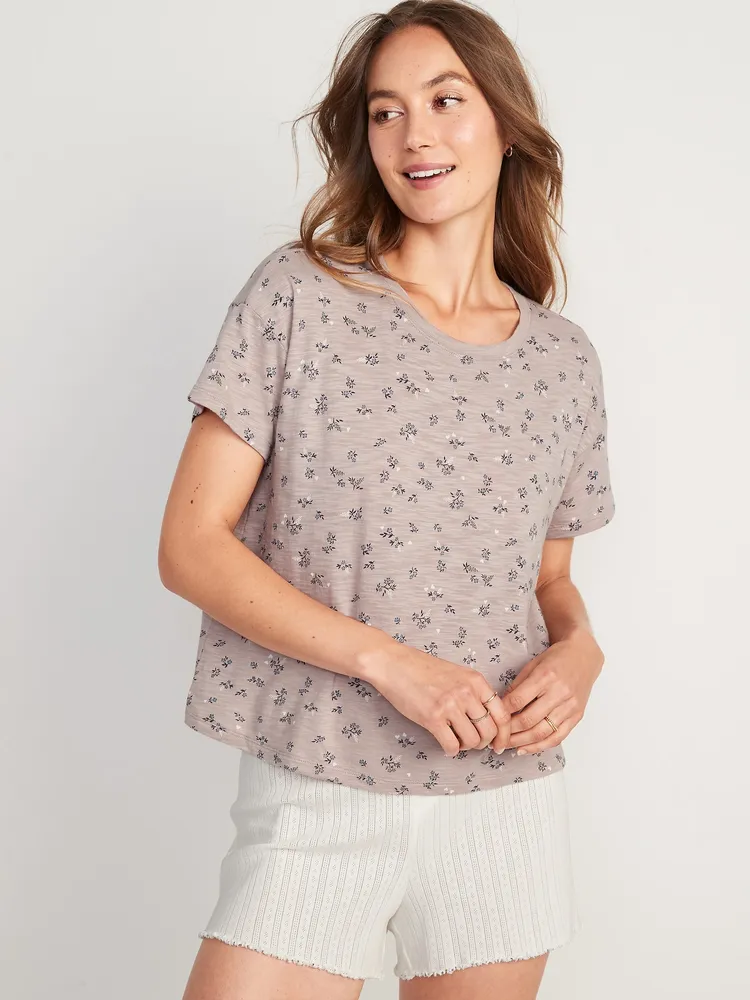 Sunday Sleep Floral Slub-Knit Pajama T-Shirt for Women