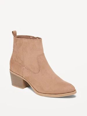 Faux-Suede Western Ankle Boots for Women