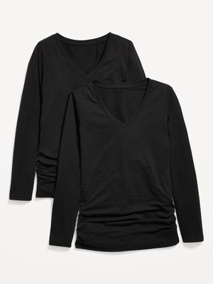 Maternity Fitted V-Neck Long-Sleeve T-Shirt 2-Pack