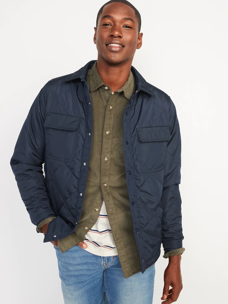 Water-Resistant Onion-Quilted Shacket for Men