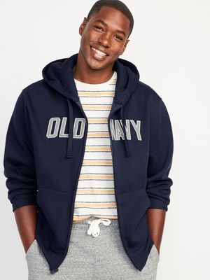 Oversized Logo-Graphic Zip-Front Hoodie for Men