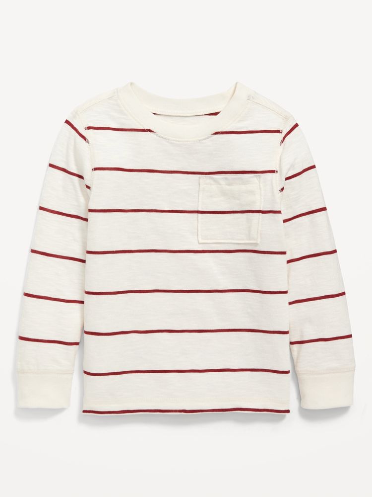 Long-Sleeve Thick-Knit Pocket T-Shirt for Toddler Boys