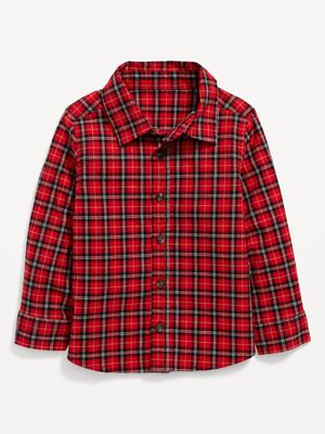 Plaid Button-Front Shirt for Toddler Boys
