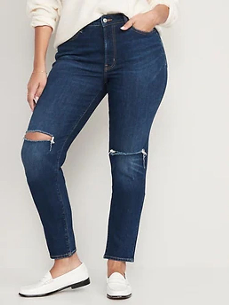 High-Waisted OG Straight Ripped Jeans for Women