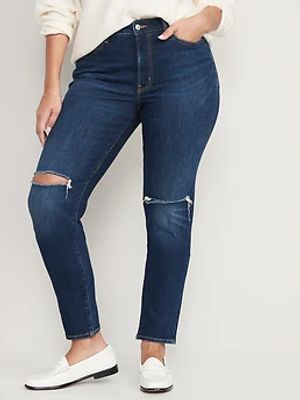 High-Waisted OG Straight Ripped Jeans for Women