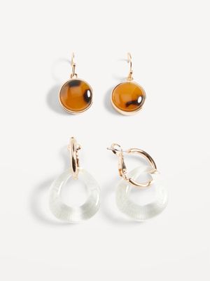 Gold-Toned Metal Drop Earrings Variety 2-Pack for Women