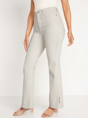 Higher High-Rise Off-White Side-Split Flare Jeans for Women