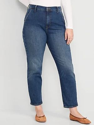 Extra High-Waisted Sky-Hi Straight Cropped Workwear Jeans for Women
