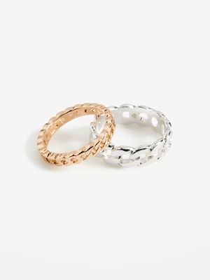 Mixed-Metal Textured Rings 2-Pack for Women