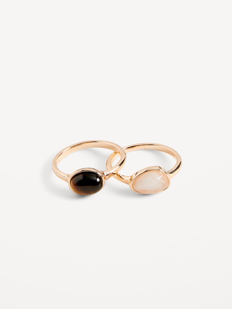 Gold-Toned Gemstone Rings 2-Pack for Women