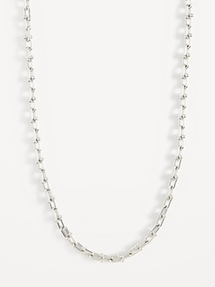 Silver-Toned Metal Chain Necklace for Women