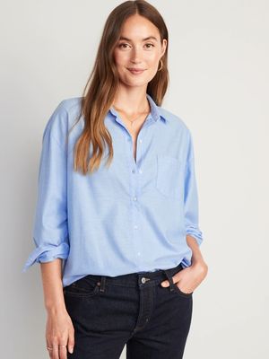 Oversized Button-Down Boyfriend Shirt for Women