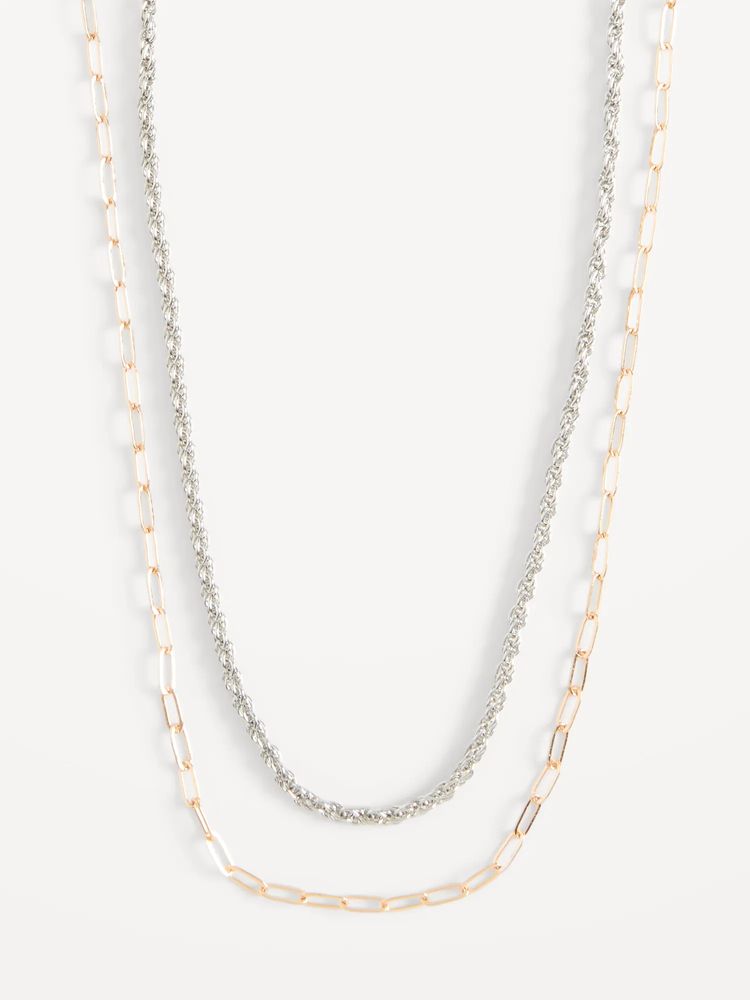Mixed-Metal Layered Chain Necklace for Women
