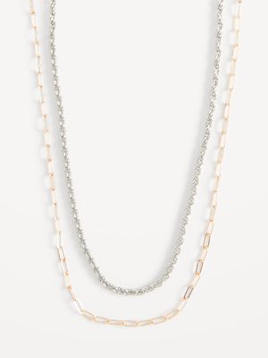 Mixed-Metal Layered Chain Necklace for Women