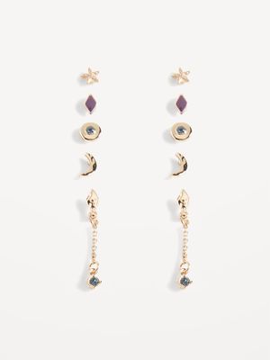 Gold-Toned Metal Earrings Variety 5-Pack for Women