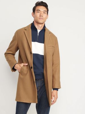 Soft-Brushed Button-Front Topcoat for Men